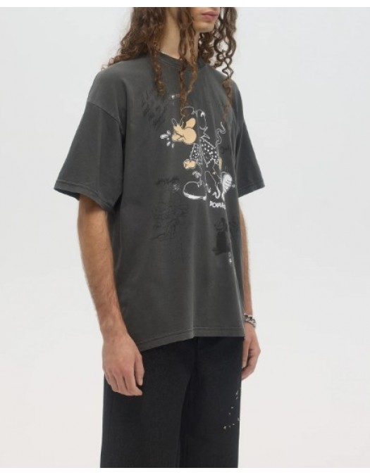 Tricou DOMREBEL, SPIT - T-SHIRT FADED BLACK - SPITTSHIRTFADEDBLACK