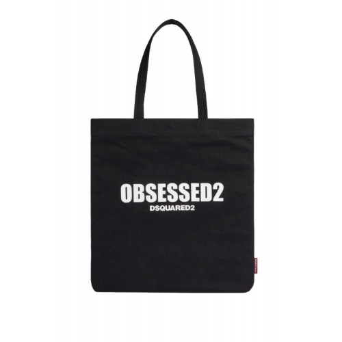 Geanta DSQUARED2, Obsessed2 Canvas Shopper, Negru Geanta DSQUARED2, Obsessed2 Canvas Shopper, Negru