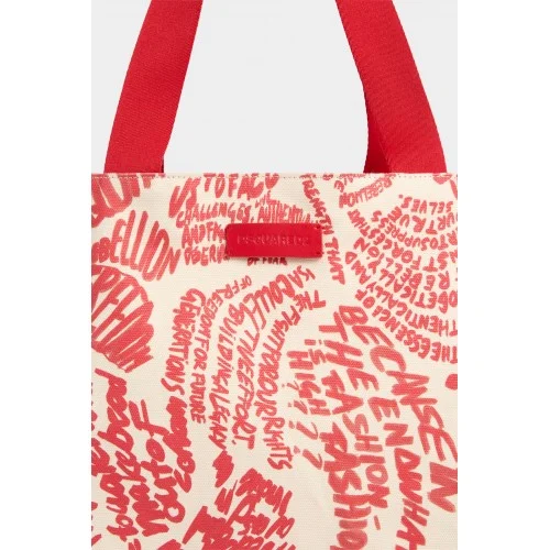 Geanta DSQUARED2, Rebel Hibiscus Tote Bag, Rosu