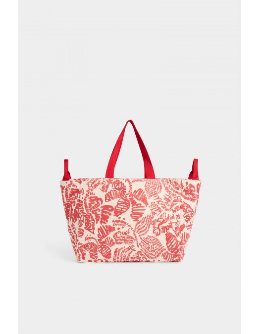 Geanta DSQUARED2, Rebel Hibiscus Tote Bag, Rosu - SPW011300308745M4236