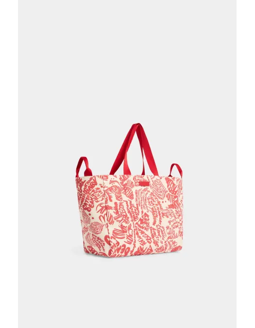 Geanta DSQUARED2, Rebel Hibiscus Tote Bag, Rosu - SPW011300308745M4236