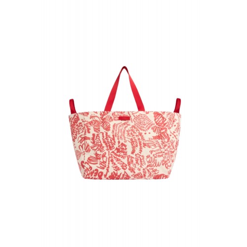 Geanta DSQUARED2, Rebel Hibiscus Tote Bag, Rosu
