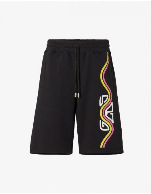 Pantaloni scurti GCDS, Waved Logo, Black Oversized - SS23M30063202