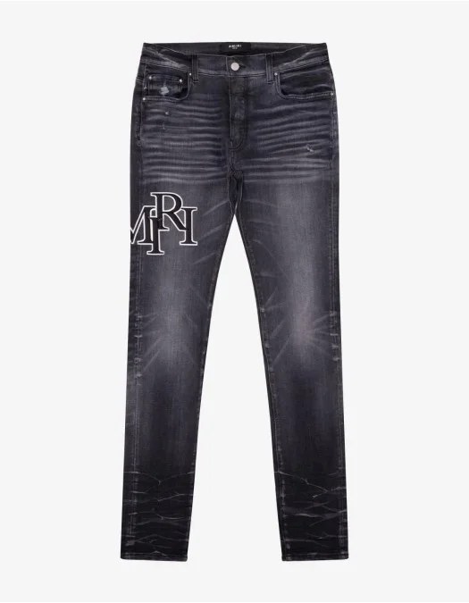 Jeans AMIRI,  Black Staggered Logo - SY1007FADEDBLACK