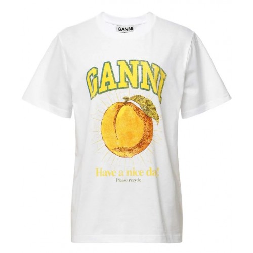Tricou GANNI, Peach Print, White Tricou GANNI, Peach Print, White