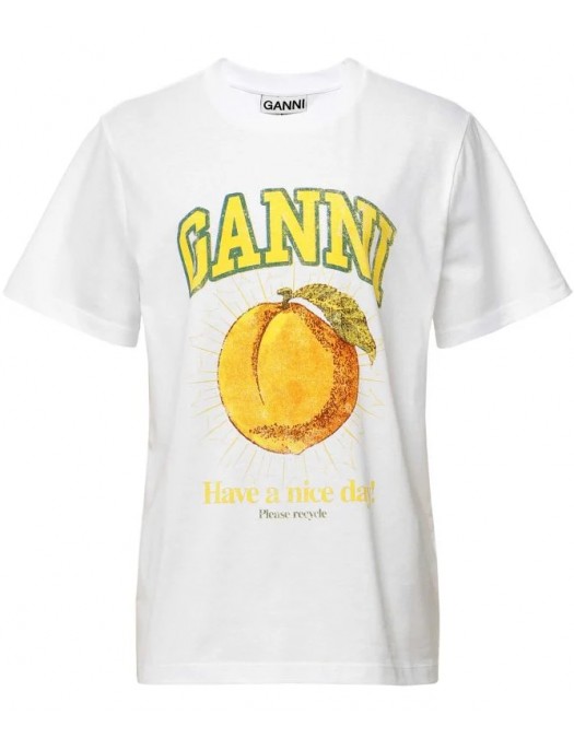 Tricou GANNI, Peach Print, White - T3529151