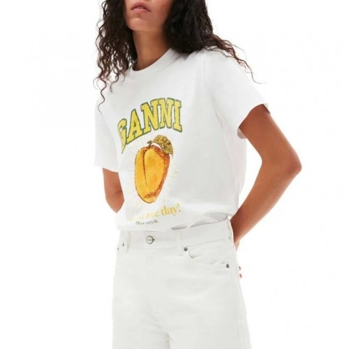 Tricou GANNI, Peach Print, White Tricou GANNI, Peach Print, White