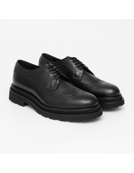 GNV Shoes, Brogue Style, Sturdy Sole Detail, Black - T39603NERO