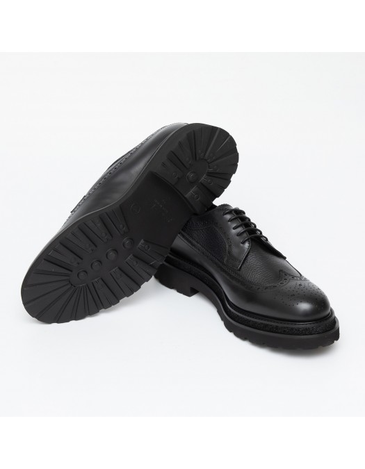 GNV Shoes, Brogue Style, Sturdy Sole Detail, Black - T39603NERO