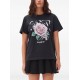 Tricou GANNI, Rose Print, Black - T4002252