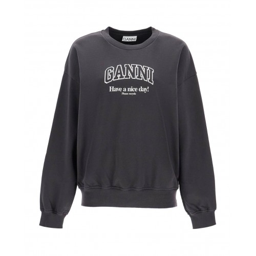 Hanorac GANNI, Text Print, Black Hanorac GANNI, Text Print, Black