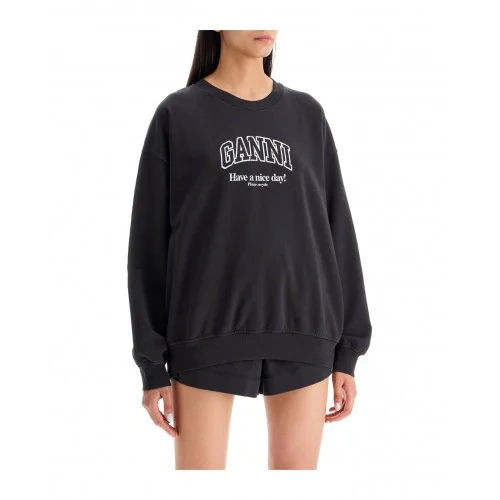 Hanorac GANNI, Text Print, Black