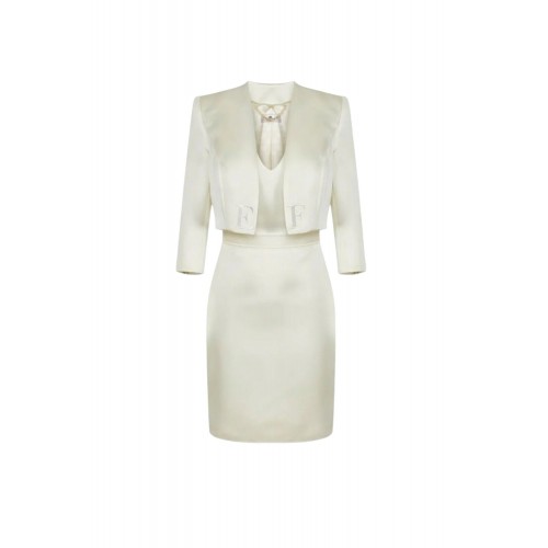 Rochie ELISABETTA FRANCHI, DRESS WITH JACKET, Alb