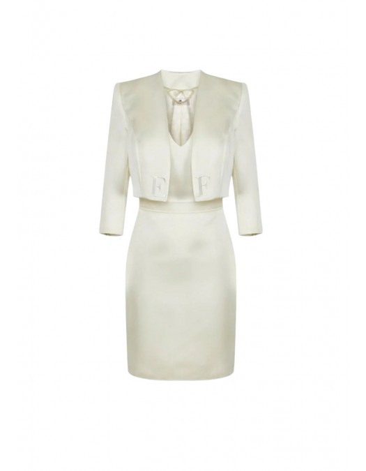 Rochie ELISABETTA FRANCHI, DRESS WITH JACKET, Alb - TB00161E2193
