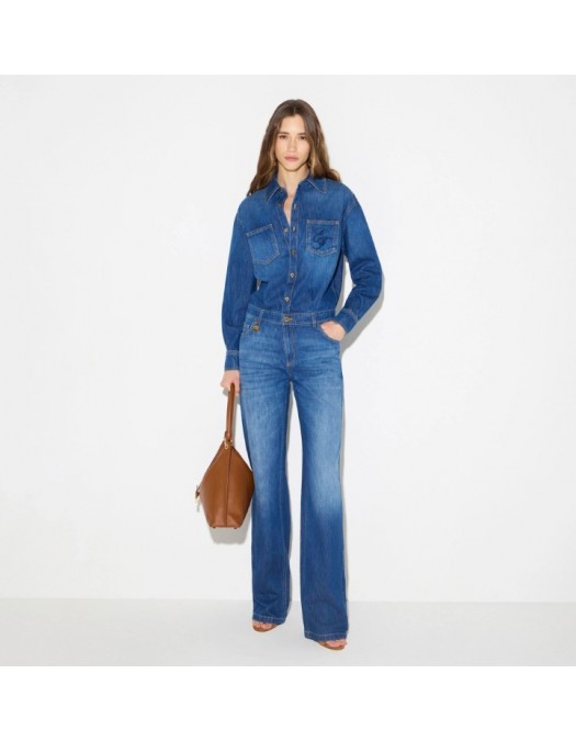 Salopeta ELISABETTA FRANCHI, Denim jumpsuit with jewel padlock - TJ01D66E2139