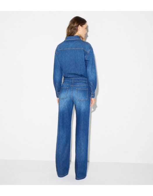 Salopeta ELISABETTA FRANCHI, Denim jumpsuit with jewel padlock - TJ01D66E2139