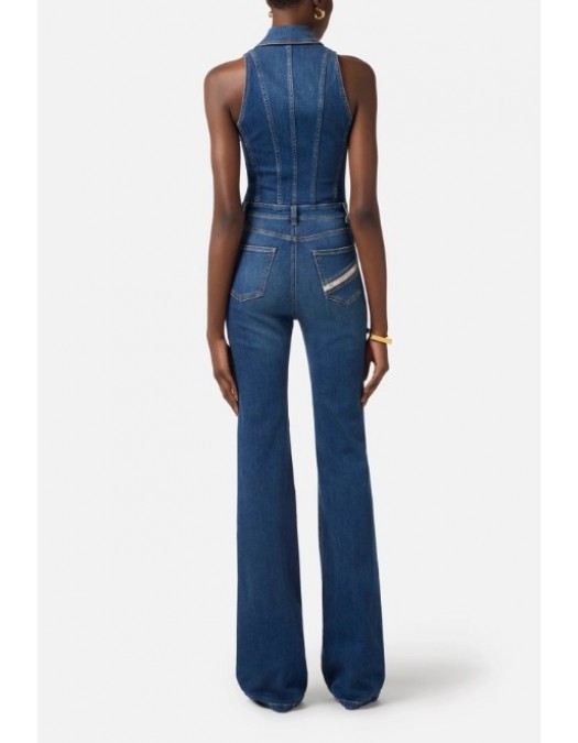 Salopeta ELISABETTA FRANCHI, Denim jumpsuit with crossover laces - TJ43D61E2139