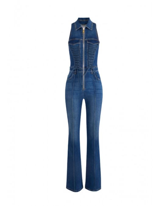 Salopeta ELISABETTA FRANCHI, Denim jumpsuit with crossover laces - TJ43D61E2139