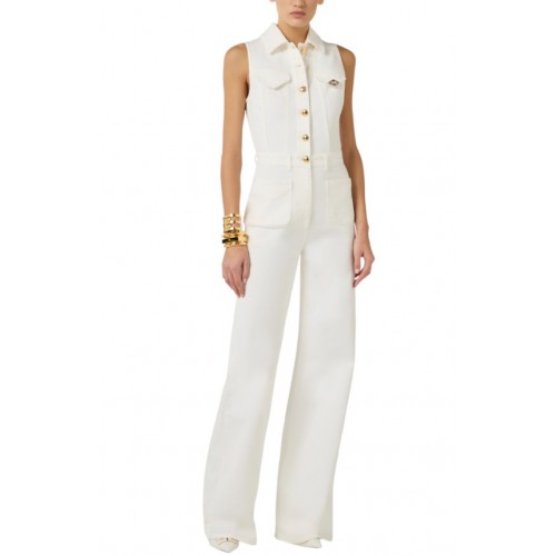 Salopeta ELISABETTA FRANCHI,Denim jumpsuit with logo detail