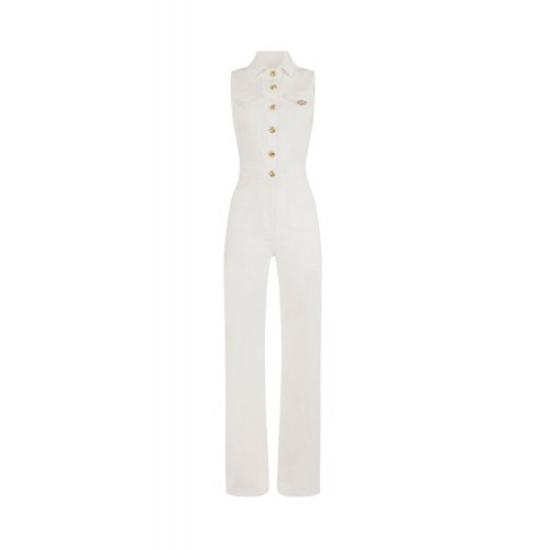 Salopeta ELISABETTA FRANCHI,Denim jumpsuit with logo detail
