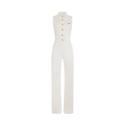 Salopeta ELISABETTA FRANCHI,Denim jumpsuit with logo detail
