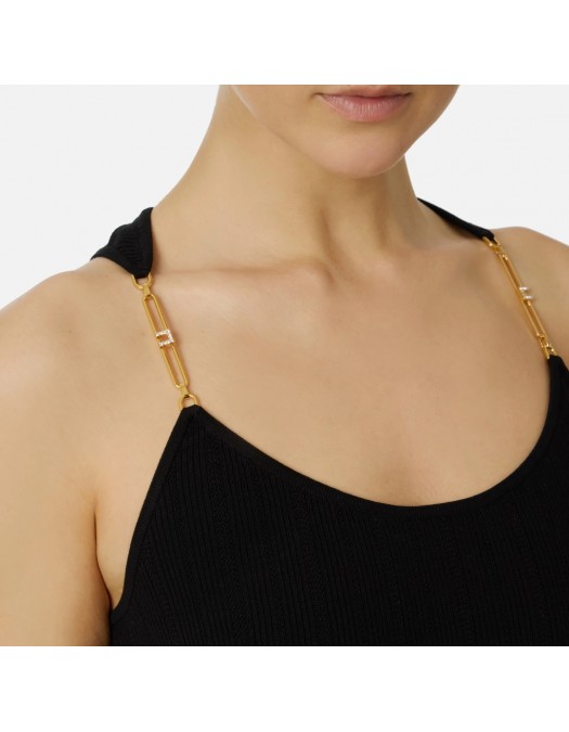 TOP ELISABETTA FRANCHI, Gold Details, Openwork, Black - TK52B56E2110 TOP ELISABETTA FRANCHI, Gold Details, Openwork, Black - TK52B56E2110