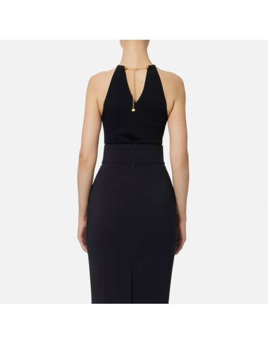 Top ELISABETTA FRANCHI, Knit top with jewel snake, Negru - TK55S56E3110 Top ELISABETTA FRANCHI, Knit top with jewel snake, Negru - TK55S56E3110