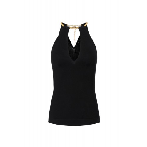 Top ELISABETTA FRANCHI, Knit top with jewel snake, Negru Top ELISABETTA FRANCHI, Knit top with jewel snake, Negru