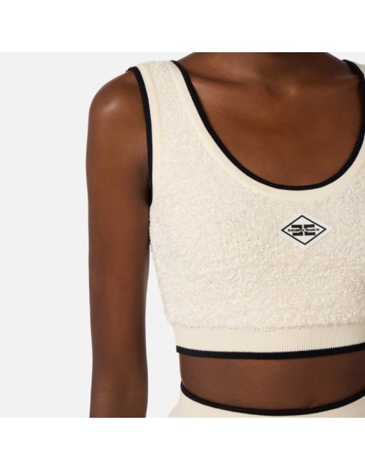 Bustiera ELISABETTA FRANCHI, Top in bouclé chenille fabric with contrasting details - TK64S61E2E84
