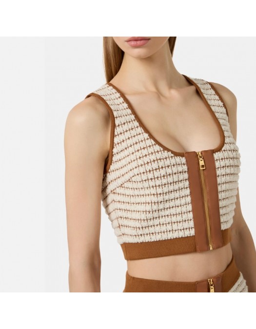 Top ELISABETTA FRANCHI, Chenille top with waffle stitch - TK65T61E2Q99