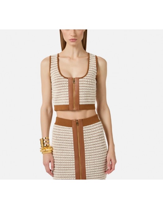 Top ELISABETTA FRANCHI, Chenille top with waffle stitch - TK65T61E2Q99