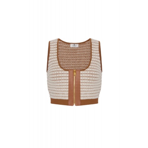 Top ELISABETTA FRANCHI, Chenille top with waffle stitch