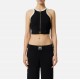 Top ELISABETTA FRANCHI, Knit fabric top with shiny viscose bands, Negru - TK71S61E2685