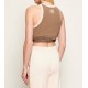 Top ELISABETTA FRANCHI, Knit fabric top with shiny viscose bands, Maro - TK71S61E2727