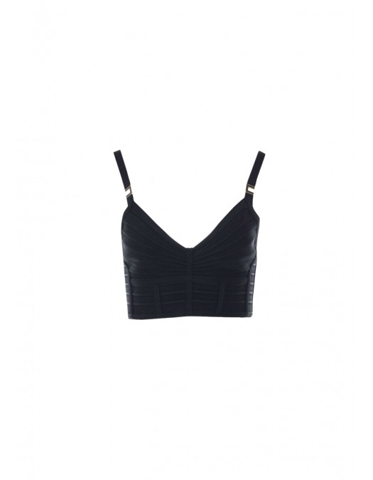 Top ELISABETTA FRANCHI, 3D knit fabric, Negru - TK82D62E2110