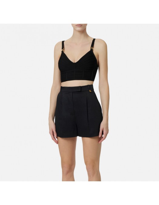 Top ELISABETTA FRANCHI, 3D knit fabric, Negru - TK82D62E2110