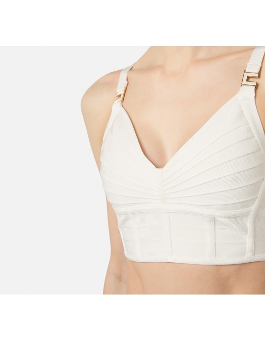 Top ELISABETTA FRANCHI, 3D knit fabric, Alb - TK82D62E2360