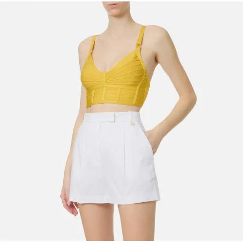 Top ELISABETTA FRANCHI, 3D knit fabric, Galben