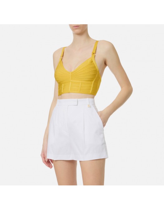 Top ELISABETTA FRANCHI, 3D knit fabric, Galben - TK82D62E2EV4