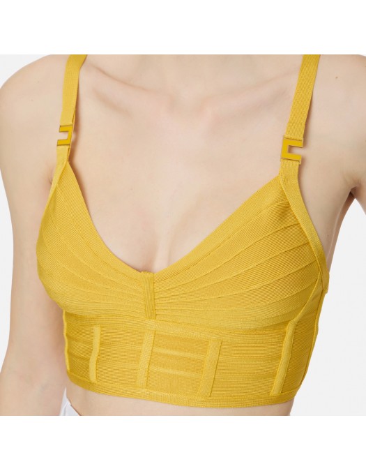 Top ELISABETTA FRANCHI, 3D knit fabric, Galben - TK82D62E2EV4