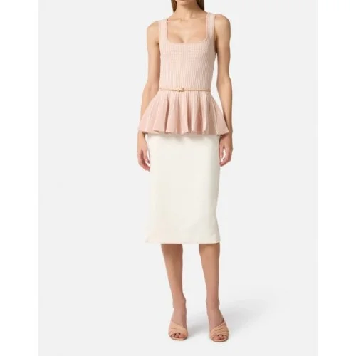 Top ELISABETTA FRANCHI, Two-colour top in knit fabric