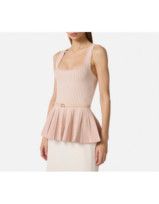 Top ELISABETTA FRANCHI, Two-colour top in knit fabric - TK85S62E2FF3