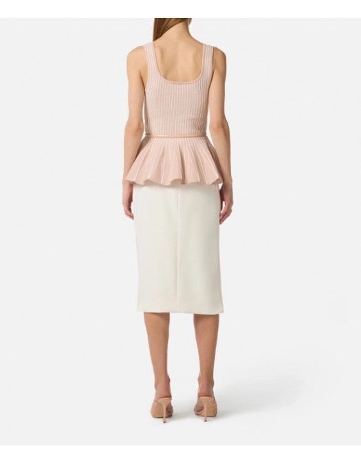 Top ELISABETTA FRANCHI, Two-colour top in knit fabric - TK85S62E2FF3