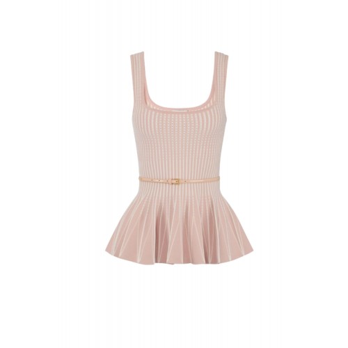 Top ELISABETTA FRANCHI, Two-colour top in knit fabric