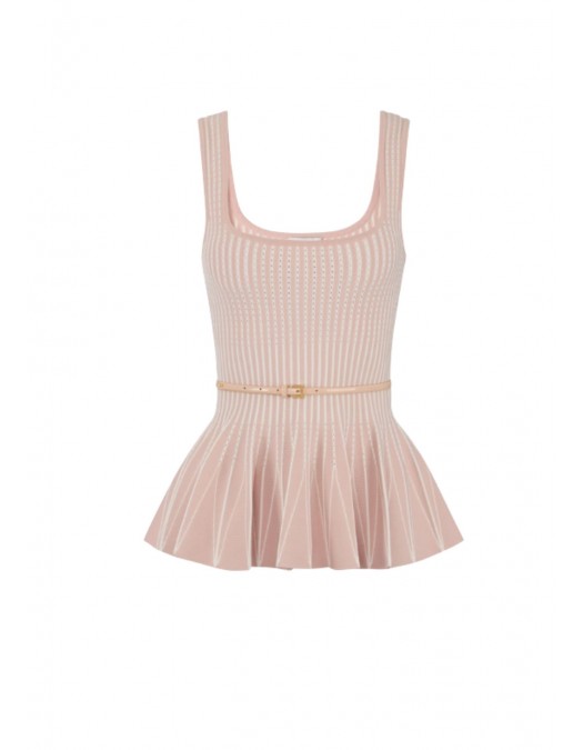 Top ELISABETTA FRANCHI, Two-colour top in knit fabric - TK85S62E2FF3