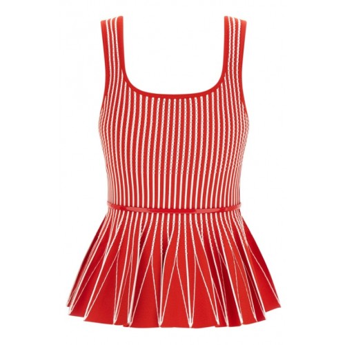 Top ELISABETTA FRANCHI, Two-colour top in knit fabric, Rosu