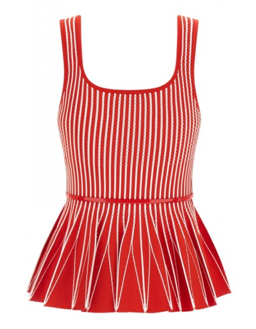 Top ELISABETTA FRANCHI, Two-colour top in knit fabric, Rosu - TK85S62E2I29