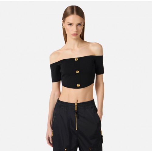 Top ELISABETTA FRANCHI,  knit fabric, Negru