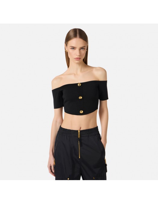 Top ELISABETTA FRANCHI,  knit fabric, Negru - TK86B62E2110