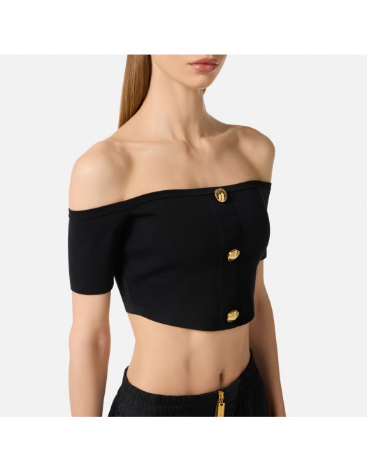Top ELISABETTA FRANCHI,  knit fabric, Negru - TK86B62E2110